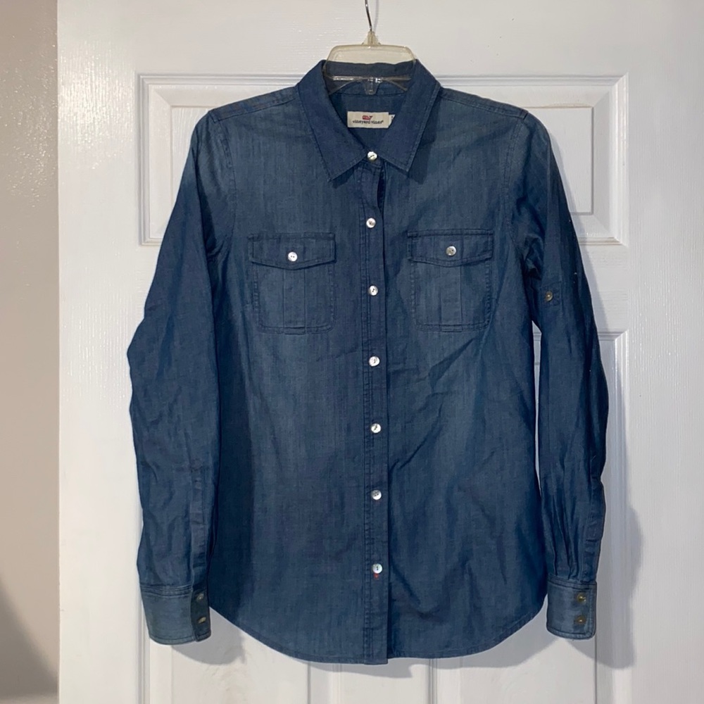 Vineyard Vines Camp Button Down Denim Top